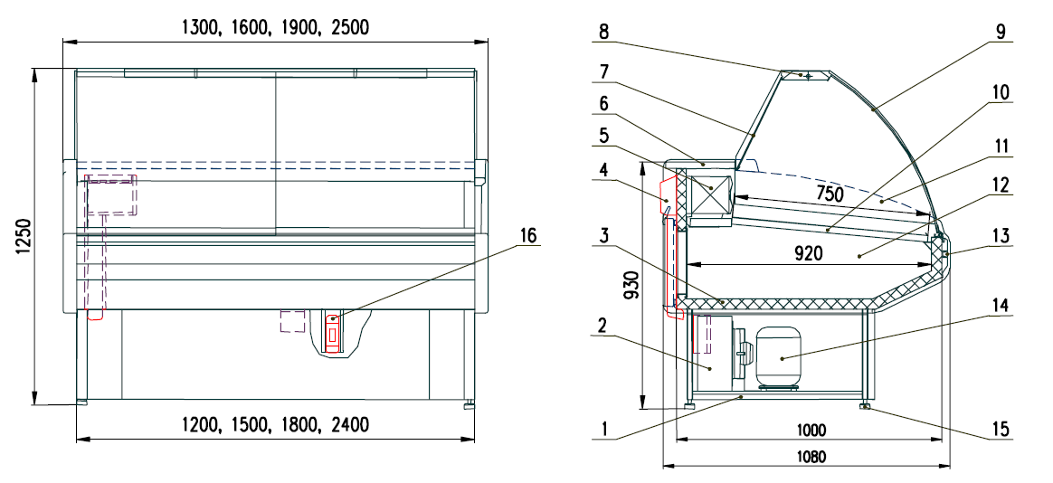 Схема холодильной витрины Двина